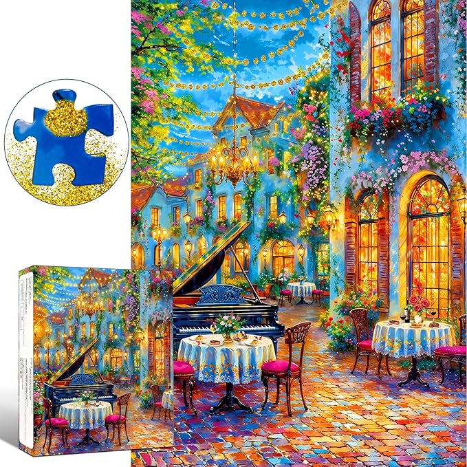 ChalzidarJigsaw Puzzles for Adults 1000 Pieces, Impossible Difficult Hard Fun 1000 Piece Jigsaw Puzzles for Adults-1:1 Poster-Romantic Piano