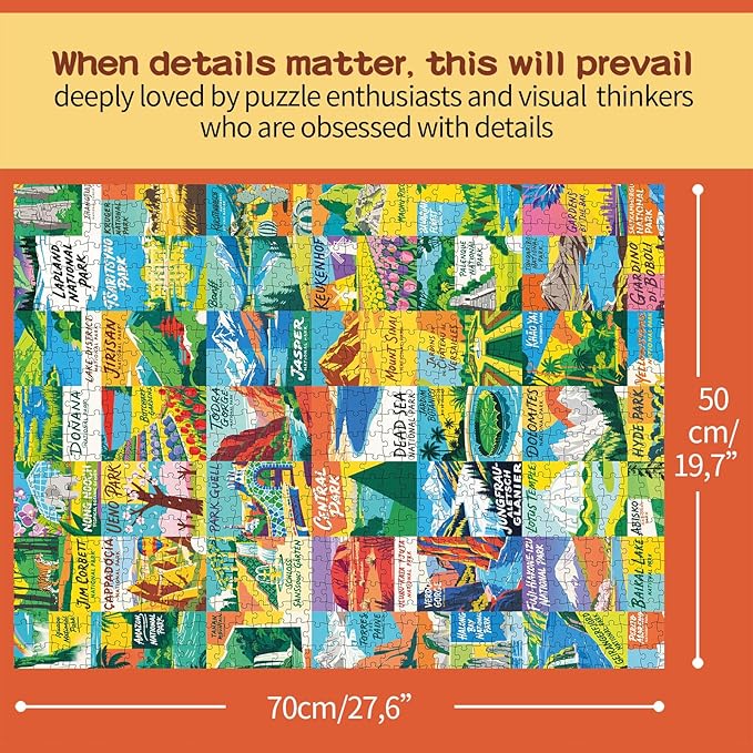 Jigsaw Puzzle 1000 Pieces with Letters on Back National Parks Famous Paintings Global Architecture Puzzle for Adults Kids Teens Ages 8-12 Boys Girls Valentines for Class(National Parks)