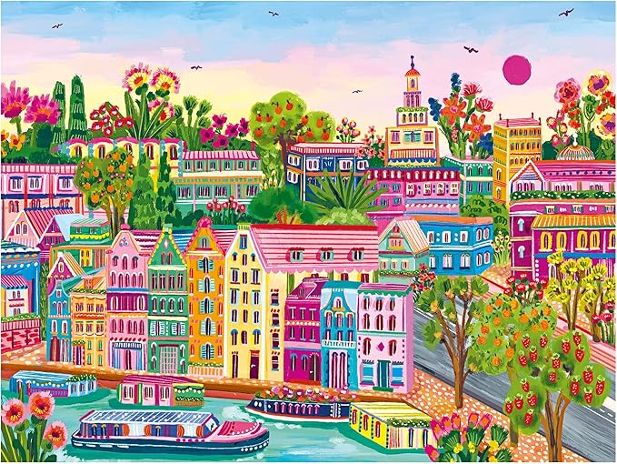 RoseArt - Millie Illustrates - Amsterdam - 300 Piece Jigsaw Puzzle – Vibrant Cityscape Artwork, Fun & Challenging Puzzle for Adults
