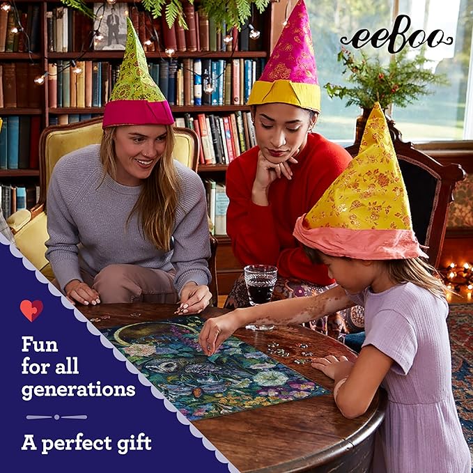 eeBoo 1000 Piece Puzzle - Moon Garden Jigsaw Puzzle for Adults, Square 23" x 23" Made with Recycled Board & Vegetable-Based Ink