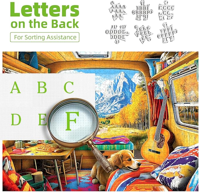 Puzzles for Adults 1000 Pieces, Fall Dog Animal Mountain Camping Jigsaw Puzzles 1000 Pieces Landscape for Adults Challenging Game Nights, 27.5 x 19.7 Inches