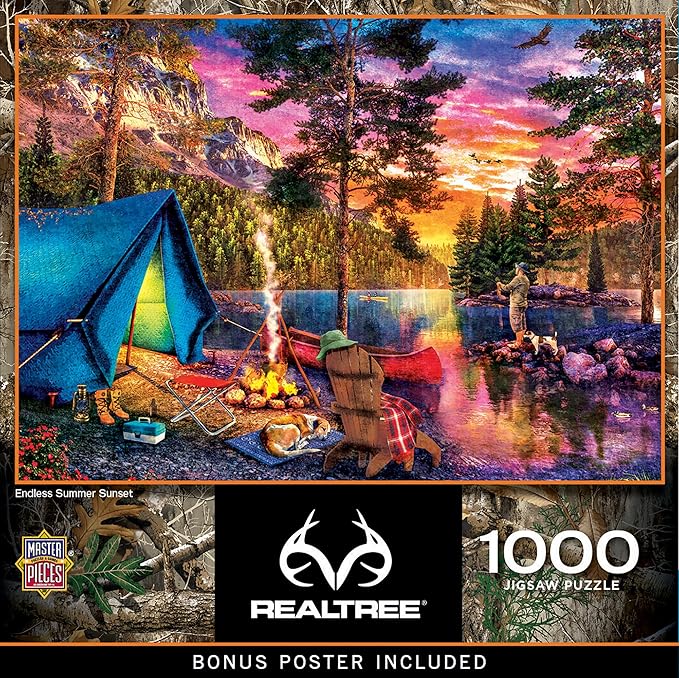 MasterPieces 1000 Piece Jigsaw Puzzle for Adults - Endless Summer Sunset - 19.25"x26.75" - Landscape Nature Scene - Officially Licensed Realtree - Ages 14+