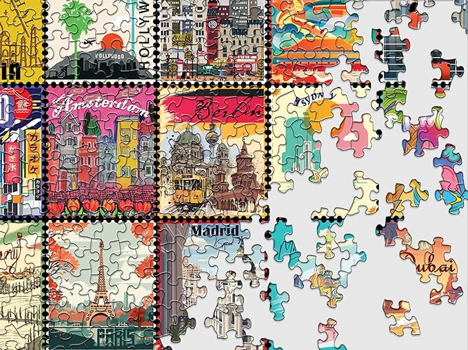 Springbok Stamps of The World 1000 Piece Jigsaw Puzzle for Adults - Travel Collage - Unique Cut Pieces - Made in USA