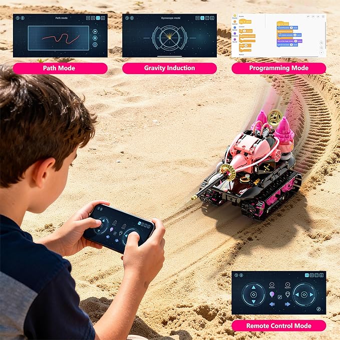 5in1 STEM Robot Building Kits for Kids 6-12, APP & Remote Control STEM Rock Robot Building Toys for Kid, Coding Interactive Tank Truck Vehicle Building Sets for Boys Girls Birthday Xmas Gift