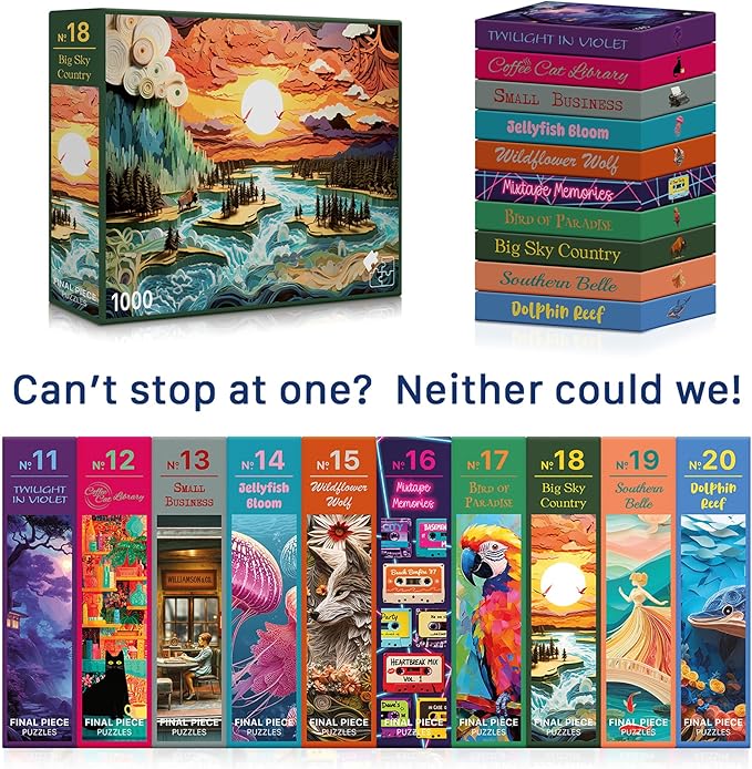Big Sky Country (No. 18) – 1000 Piece Nature Jigsaw Puzzle for Adults | Printed in USA | Satin Low-Glare Finish | Random Ribbon Cut | Bonus Poster | Premium Display-Worthy Box | Final Piece Puzzles