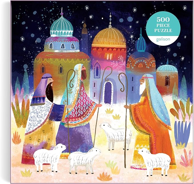 Galison Journey of Three Kings – 500 Piece Jigsaw Puzzle Featuring Artwork Capturing The Journey of The Magi in A Vibrant Jewel Toned Composition
