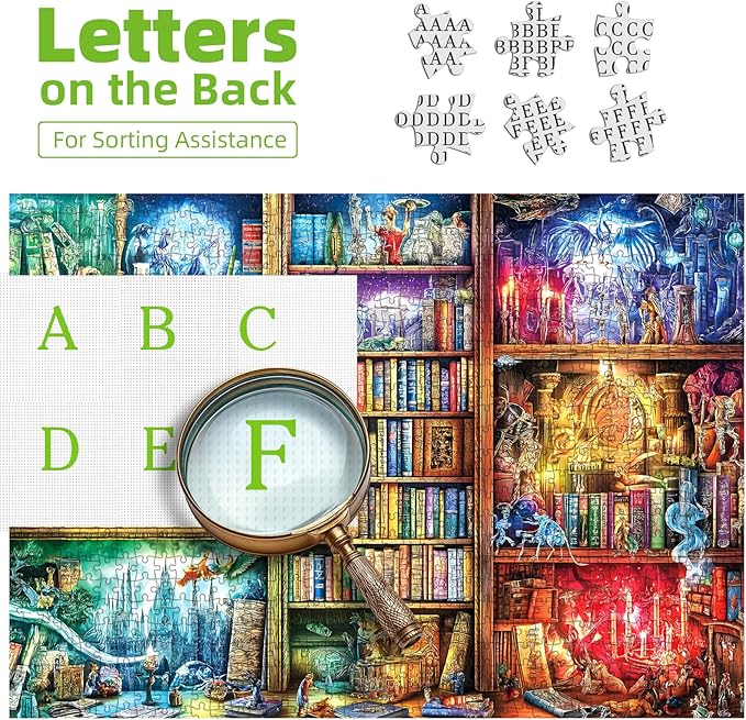Fantasy Books Puzzles for Adults 1000 Pieces Magic Library Wonderland Puzzle for Adults Hard Colorful Jigsaw Puzzles 1000 Pieces Challenging Family Puzzle Size is (26.75 x 19.75)