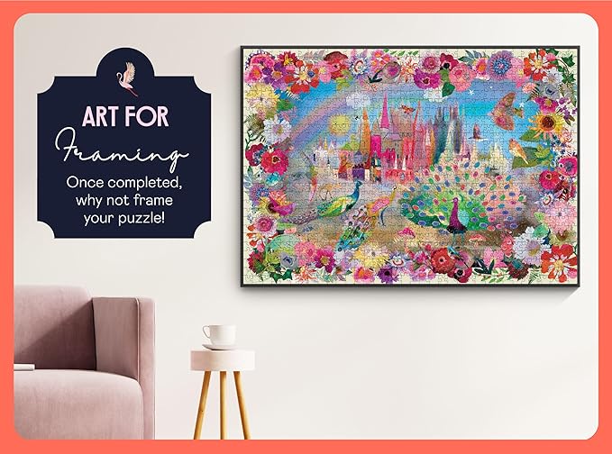 Elena Essex Jigsaw Puzzles 1000 Pieces - Peacock Castle, Puzzles for Adults 1000 Pieces, 1000 Piece Puzzle, Colorful Cool Dream Art Magical Puzzle, Size 28x20 inches