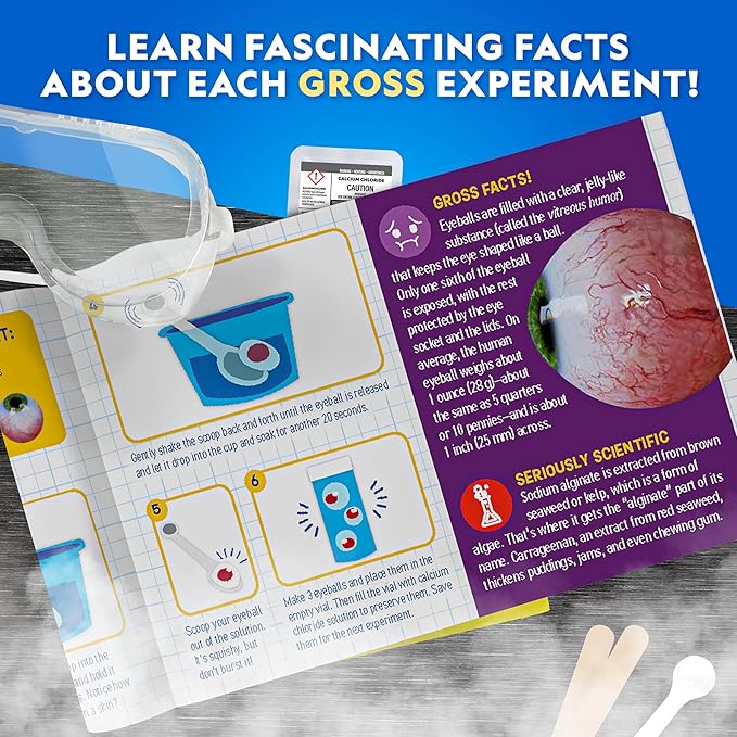 National Geographic Incredibly Gross Science Kit – 16 Disgusting Experiments with Bonus Guide, Yucky Slime Chemistry Set, Learning Toy, STEM Project for Boys and Girls, Birthday Gifts for Kids 8-12