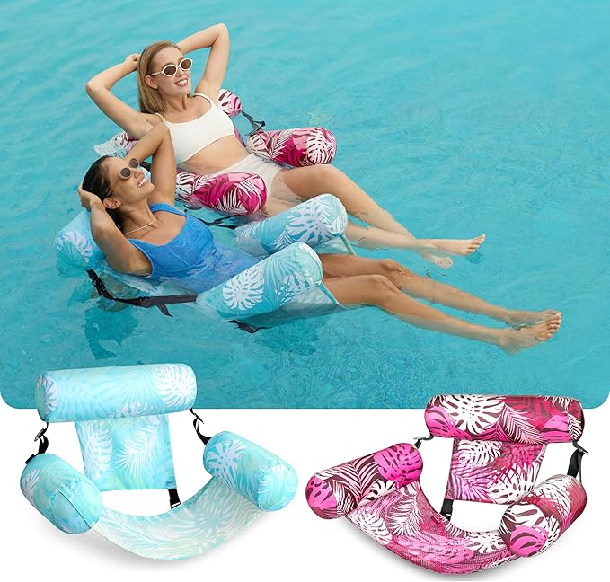 SLOOSH Inflatable Pool Floats Adult,2 Packs Floating Lounge Chairs,Blow up Pool Noodles for Adult Heavy Duty,Floating Chair for Party Summer Water Beach Lake Fun
