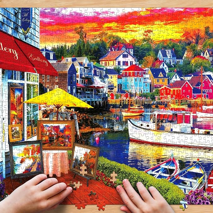 Puzzle for Adults 1000 Pieces,Sunset Harbor Ton Puzzle, Challening Impossible Difficult Hard Fun 1000 Pieces Jigsaw Puzzles for Adults