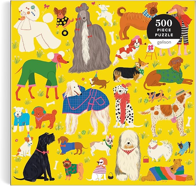 Galison Fashionable Dogs – 500 Piece Jigsaw Puzzle Featuring Vibrant Artwork of Well Dressed and Glamorous Dogs in All Shapes and Sizes
