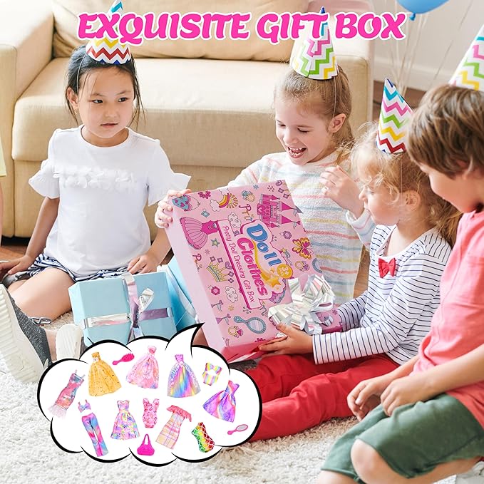 82 Pack Doll Clothes and Accessories - 2 Princess Dresses 1 Evening Dresses 5 Fashion Dresses 2 Tops 2 Pants 2 Bikini Swimsuits 20 Shoes 48 Accessories Size Suit for 11.5" Dolls for Ages 6 7 8 9 10
