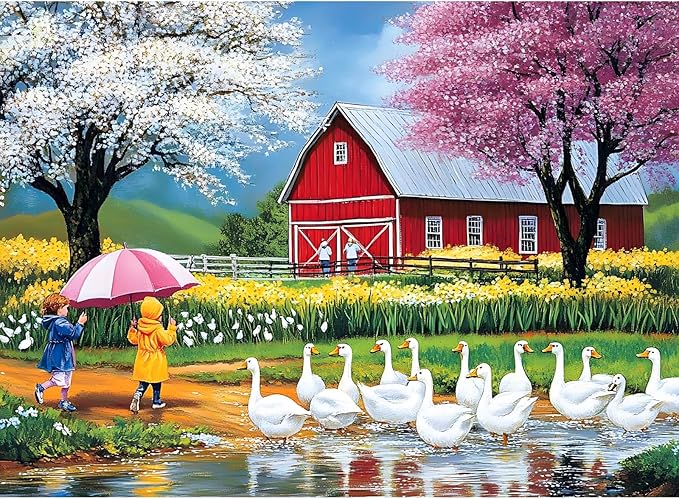 500 Pieces Jigsaw Puzzles for Adults, Farm Animal Puzzle for Adults Seniors, Playing on Rainy Puzzle 500 Pieces, Gift for Birthday, Home Decor (20.5 * 15 in)