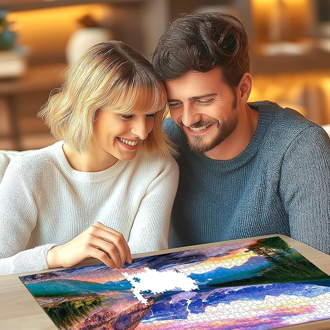 1000 Piece Jigsaw Puzzle - Moraine Lake Sunset Landscape, Scenic Canadian Rockies Puzzle for Adults for Nature Lovers and Puzzle Enthusiasts