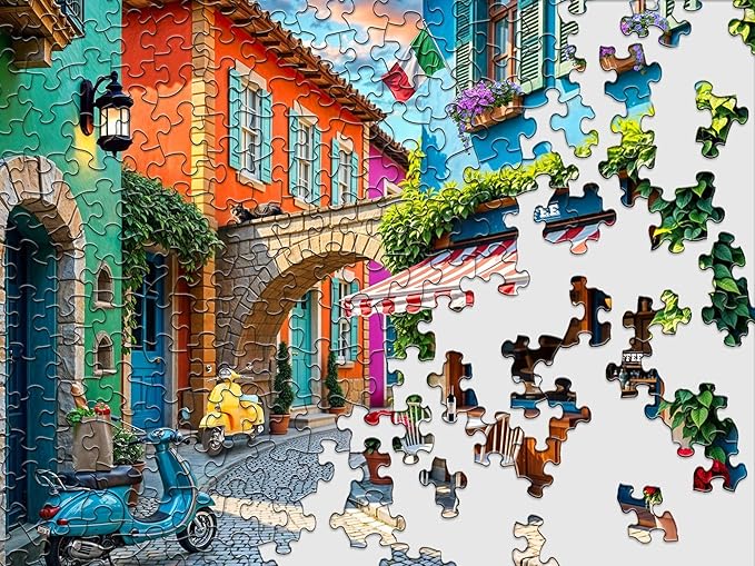 Springbok Streets of Italy 500 Piece Jigsaw Puzzle for Adults - Colorful Italian Village - Unique Cut Pieces - Made in USA