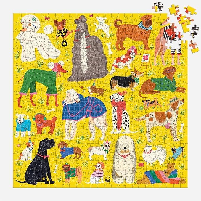 Galison Fashionable Dogs – 500 Piece Jigsaw Puzzle Featuring Vibrant Artwork of Well Dressed and Glamorous Dogs in All Shapes and Sizes