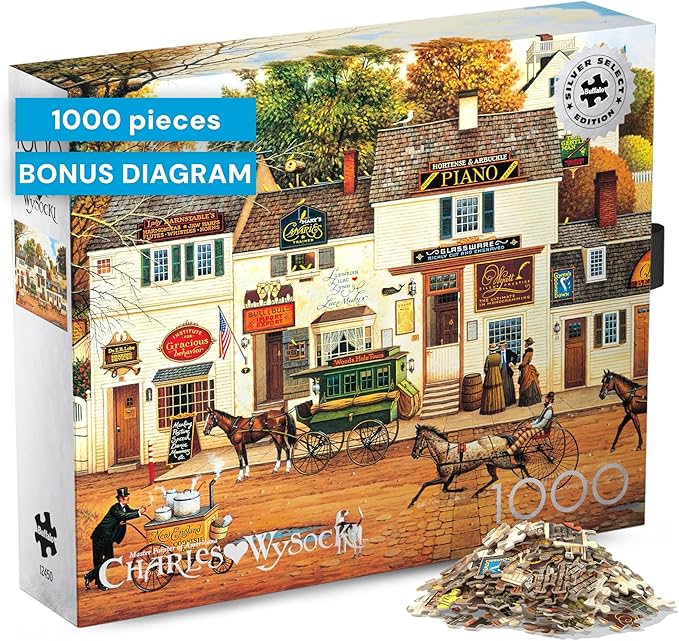 Buffalo Games - Silver Select 1000 Piece Jigsaw Puzzle for Adults - Charles Wysocki Olde Cape Cod - Premium Giftable Foil Box with Reference Poster - Made in USA