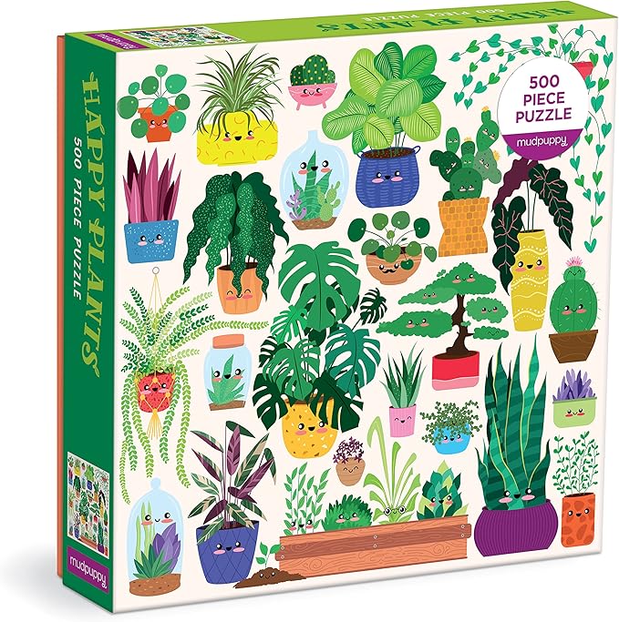 Mudpuppy Happy Plants – 500 Piece Family Puzzle with Fun and Adorable Illustrations of Succulents and Flowers for Children Ages 8 and Up