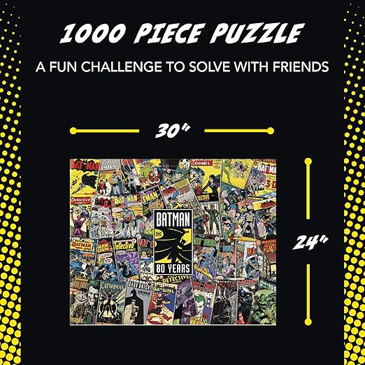 Paladone Batman 1000 Piece Jigsaw Puzzle - Pop Culture Retro Puzzle, Comic Books Through Time Collage, Yellow