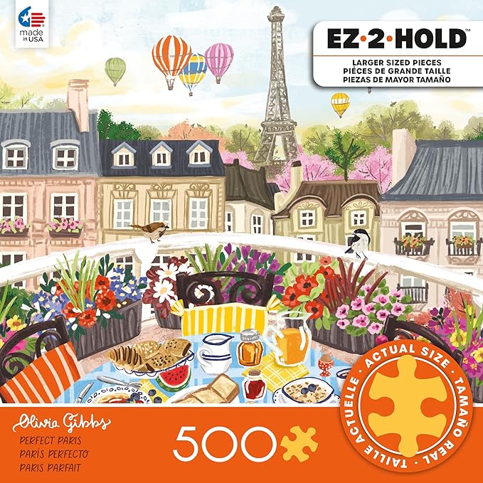 Ceaco - EZ2Hold - Olivia Gibbs - Perfect Paris - 500 Piece Jigsaw Puzzle for Adults - Challenging Puzzle Perfect for Game Nights - Finished Size is 26 x 19