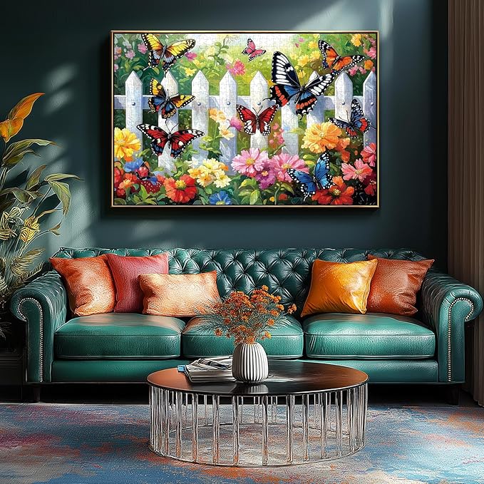 Puzzles for Adults 1000 Pieces, Colorful Garden Butterfly Jigsaw Puzzle for Family Decoration, Party Game, Finished Size 27.5" x 19.7"