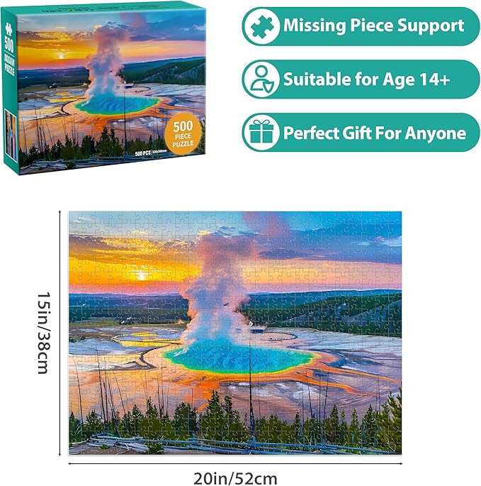 Jigsaw Puzzles for Adults 500 Pieces Puzzle National Parks Interlock Perfectly Letter on Back No Dust, Landscape Puzzle Home Decor Toy Gift for Teens Men Women Seniors Nature Jigsaw Puzzles Scenery