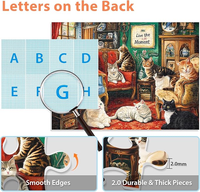 500 Pieces Puzzle for Adults,Cats Home Puzzle, Recycled Cardboard Animals Jigsaw Puzzles 500 Pieces,Challenging Puzzles Game Home Decor Birthday Party Gift Toy for Adults Seniors 20.5 * 15 in