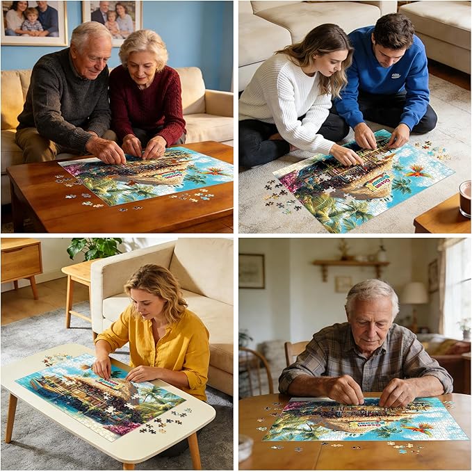 500 Piece Puzzles for Adults, Colorful Beach Shop Parrot Jigsaw Puzzles 500 Pieces for Adults Seniors, Challenge Art Jigsaw Puzzle for Gifts Birthday Party Games Family, 20.5 * 15 inch Dust Free
