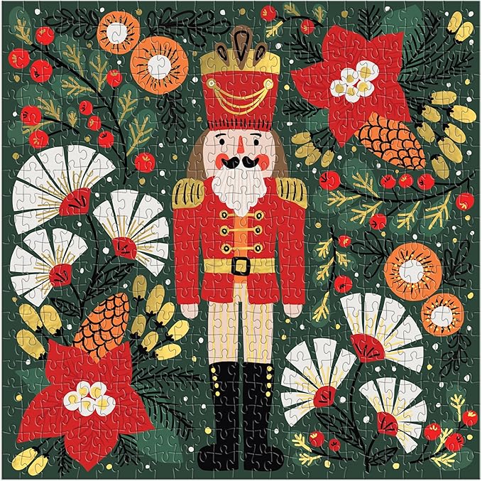 Galison Merry Nutcracker – 500 Piece Foil Jigsaw Puzzle Featuring Charming Artwork of The Famous Wooden Christmas Toy Soldier