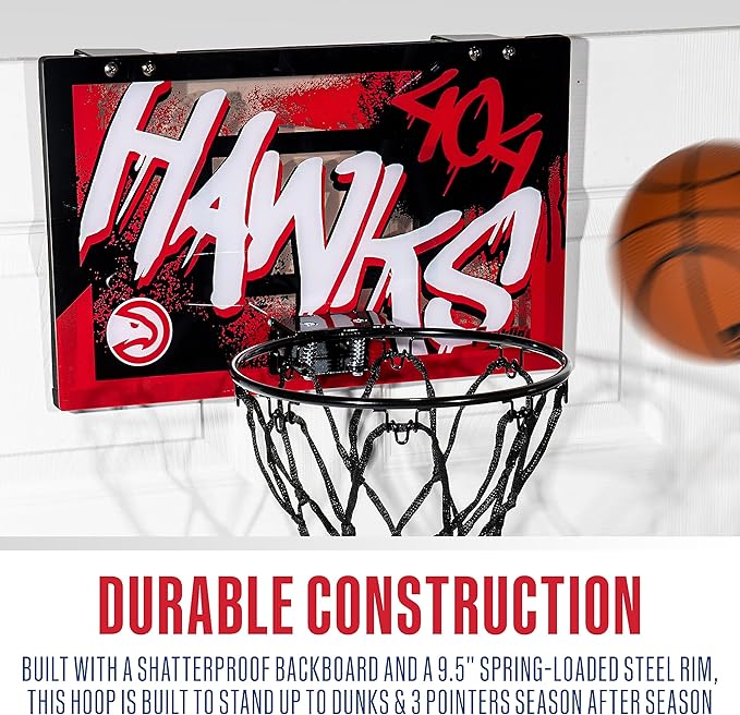 Franklin Sports NBA Team Over the Door Basketball Hoops - Kids Indoor Mini Basketball Hoop + Ball Set - NBA Fan Mini Hoops