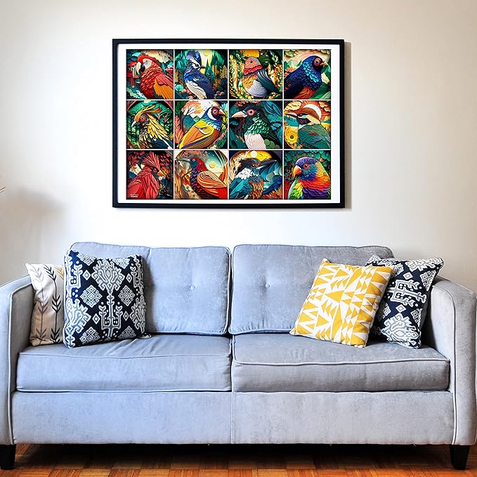 Think2Master Colorful World of Birds 250 Pieces Jigsaw Puzzle Featuring heartwarming Bird Puzzle for Adults and Teens. Paper Cut Craft Style Size: 14.2” X 19.3”
