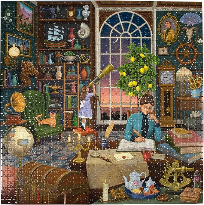 eeBoo 1000 Piece Puzzle - Alchemist's Library Jigsaw Puzzle for Adults, Square 23" x 23" Made with Recycled Board & Vegetable-Based Ink