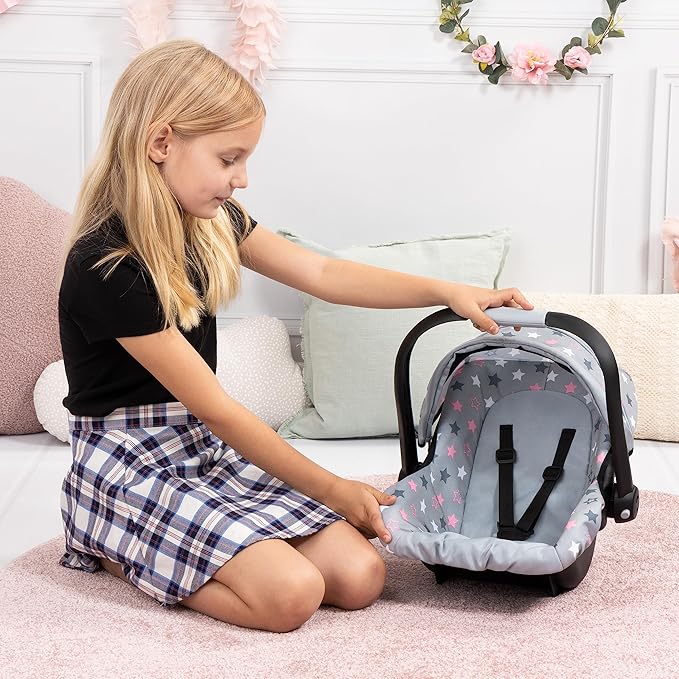 Bayer Baby Doll Car Seat with Retractable Canopy & Harness for Dolls up to 18 in
