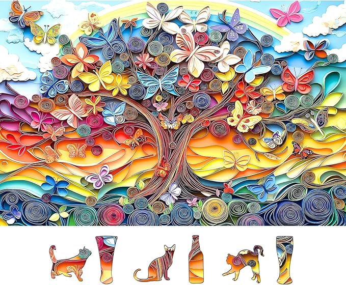 500 Pieces Puzzles for Adults - Butterfly Tree of Life Jigsaw Puzzle, Challenging Impossible Hard Difficult Stunning Art Wall Decor for Family Games Gift 23 x 15 inch