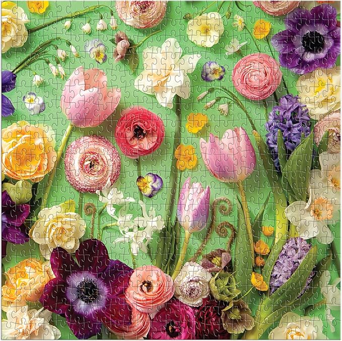 Galison Springtime Petals – Julie Seabrook Ream 500 Piece Puzzle Featuring A Variety of Flowers Blooming During Spring Months