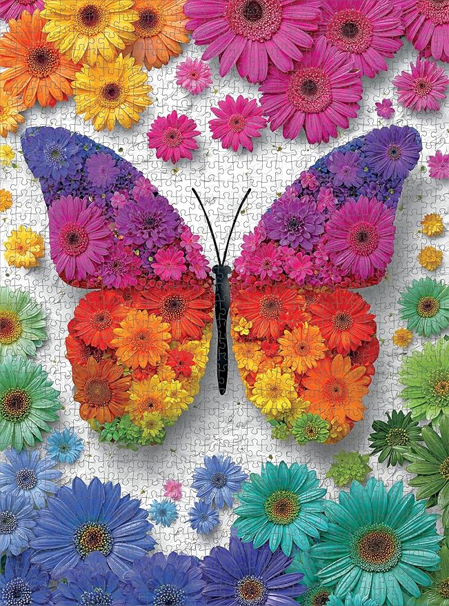 Cross & Glory - 1000 Piece Jigsaw Puzzle for Adults |Bloomtastic Butterfly| Colourful Floral Butterfly Puzzle | 20x27 Inches | Flower Puzzle