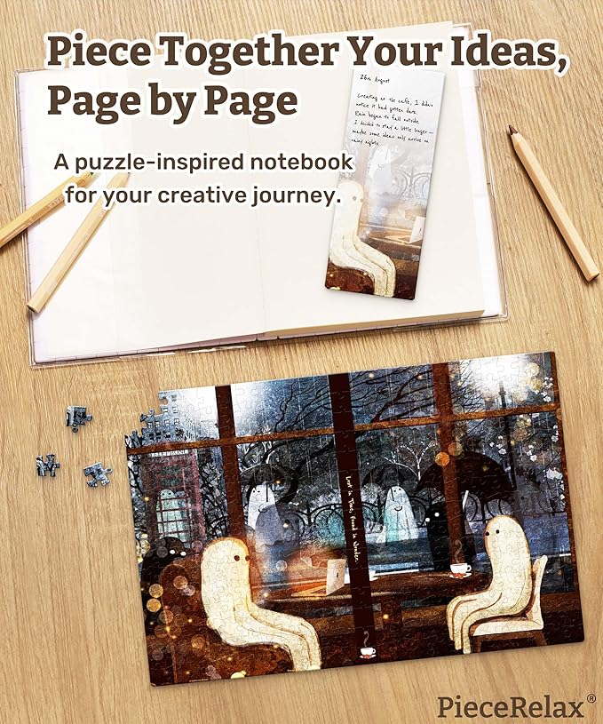 PieceRelax A5 3D Puzzle Journal for Adults, 300 Piece Plastic Jigsaw Book Cover (Includes Notebook) - Katherine Blower - Warm Glow, Unique Gift [YA1072]