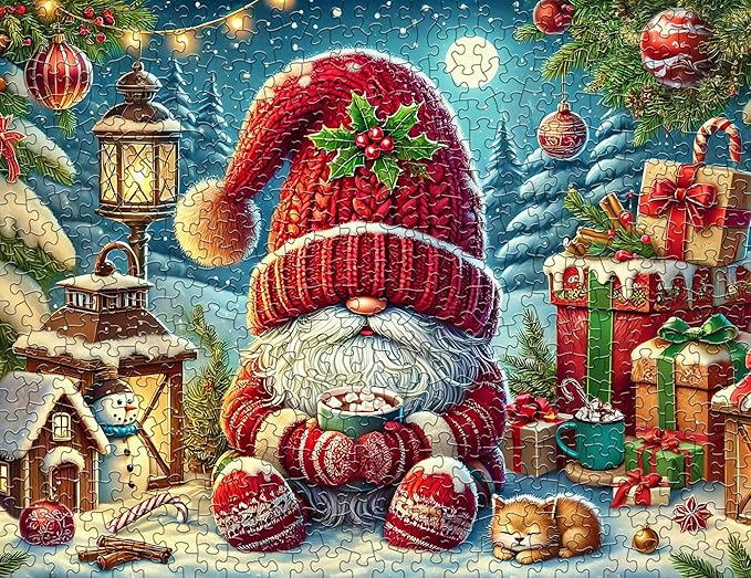 Springbok Hot Cocoa Season 500 Piece Jigsaw Puzzle for Adults - Christmas Gnome - Unique Cut Pieces - Made in USA
