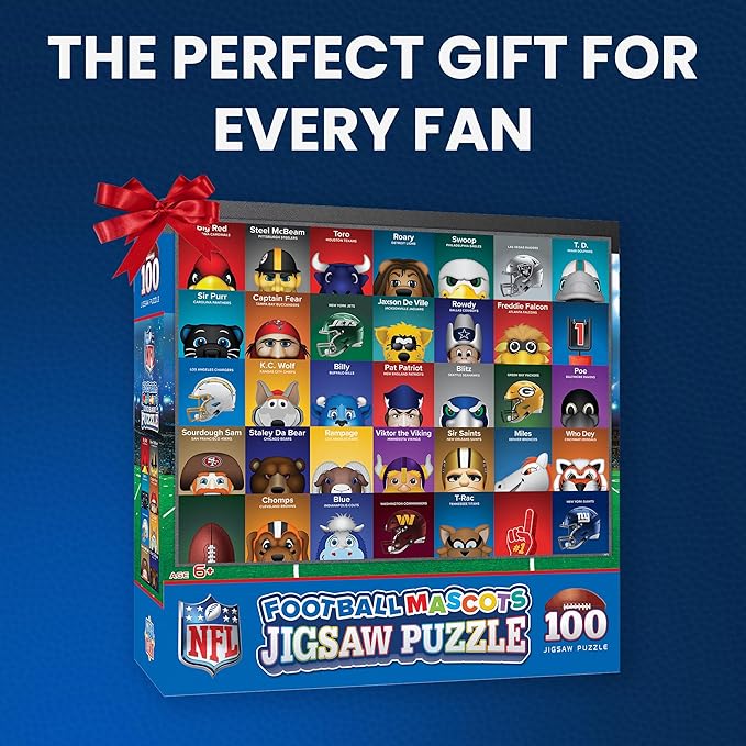 NFL Mascots 100-Piece Puzzle for Kids - Officially Licensed NFL Product - 14"x19"