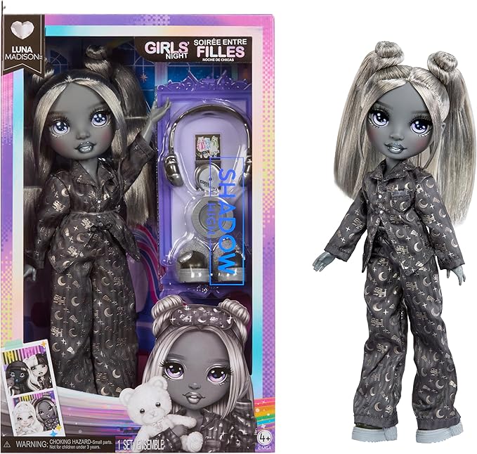 Rainbow High Shadow High Girl's Night Luna Madison - Grayscale 11" Fashion Doll. Grey Hair. Grey Outfit. Girl's Night Accessories and Comb.