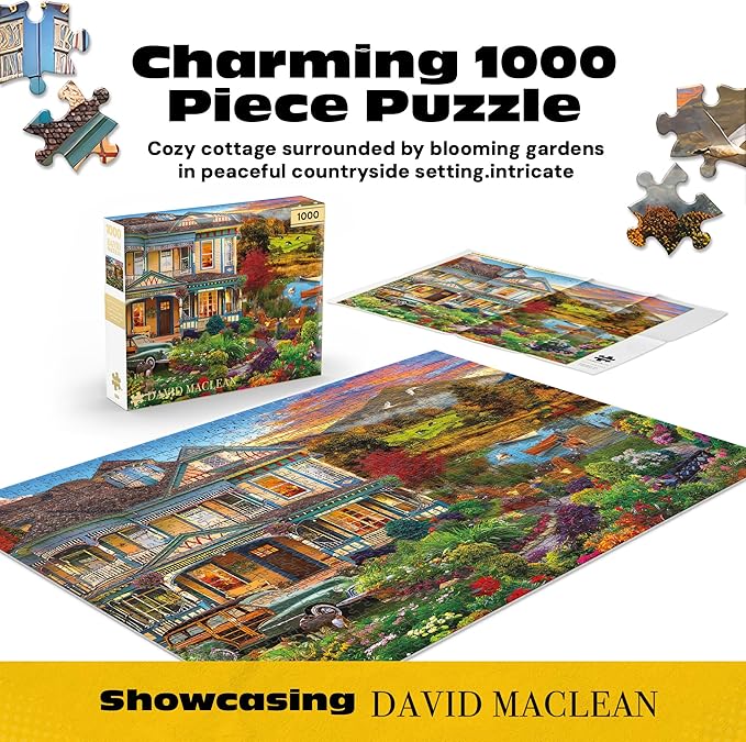 Buffalo Games – Garden Country Home - 1000 Piece Jigsaw Puzzle - Premium Gold Collection Giftable Puzzle for Adults – Precision-Cut Pieces, Beautiful Artwork