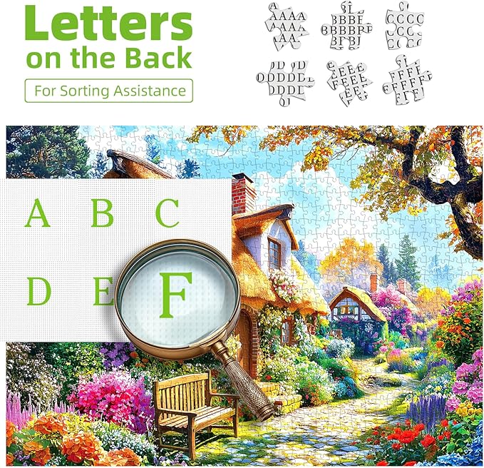 Thatched Cottage Garden Jigsaw Puzzle 1000 Pieces for Adults – Vibrant Floral Countryside Scene, Intricate Nature Art Puzzle, Stress-Relieving Relaxation Activity (27.56" x 19.69")