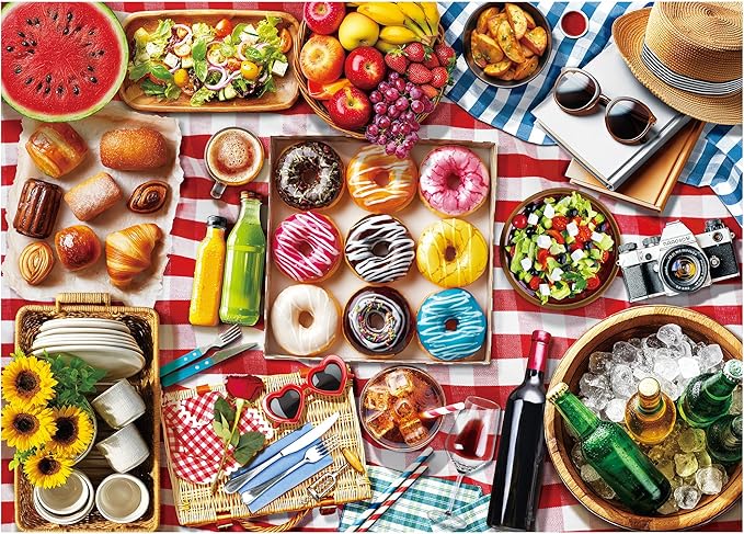 BenBen 500 Piece Puzzles for Adults, Spring Picnic Jigsaw Puzzles with Patterns on Back, Challenging Puzzles for Family Game Night Home Décor
