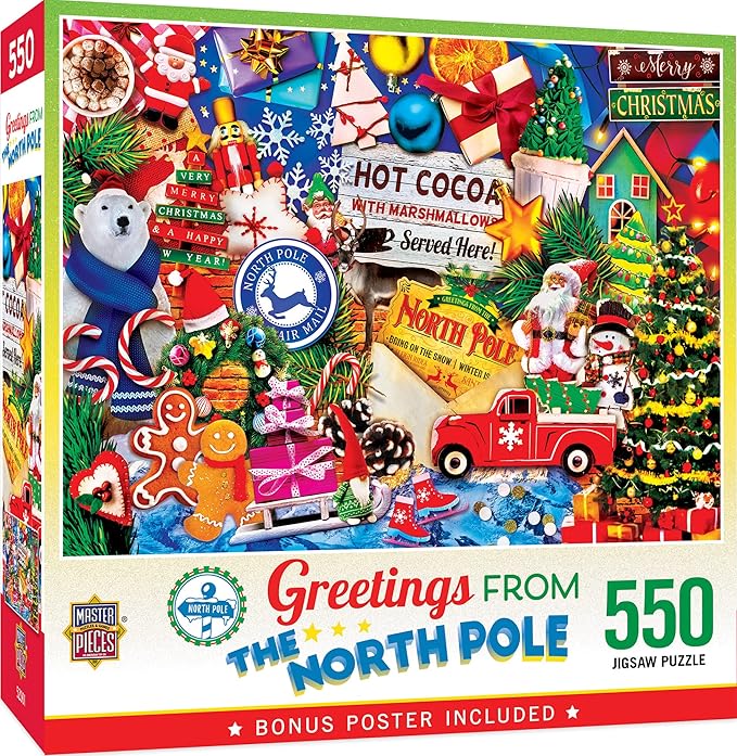 Masterpieces 550 Piece Jigsaw Puzzle For Adults, Family, Or Kids - Greetings From The North Pole - 18"x24"