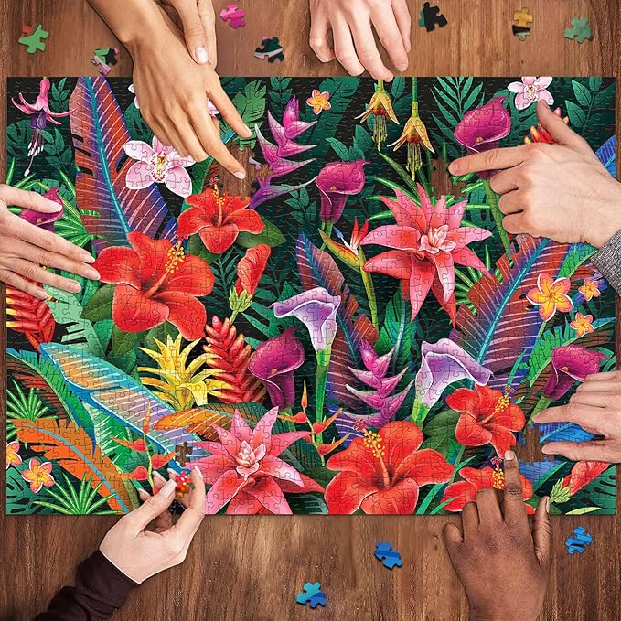 Jigsaw Puzzles for Adults 1000 Pieces, Interlock Perfectly Letter on Back No Dust, Home Decor Birthday Party Gift Toy for Men Women Elders Seniors, 1:1 Poster - Flowers Bloom