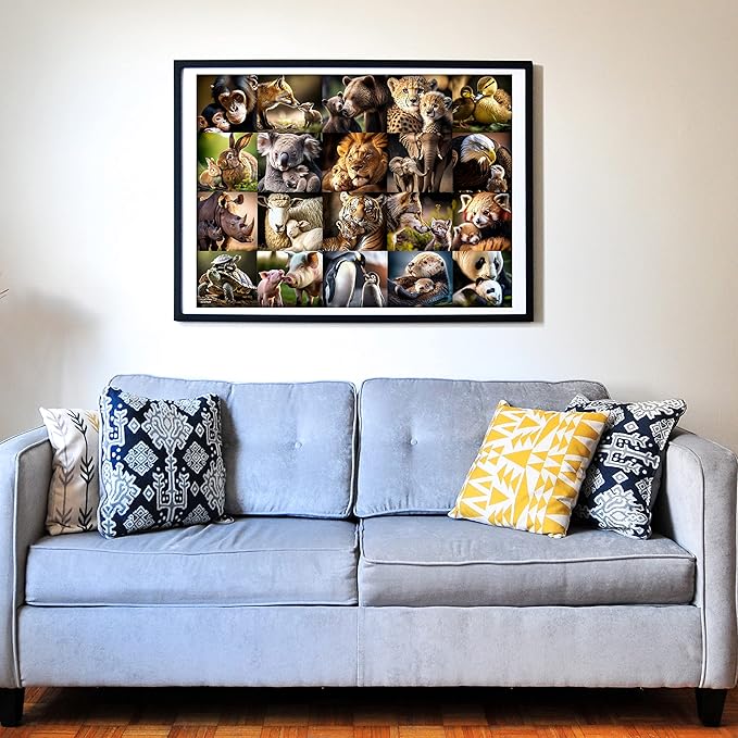 Think2Master Animal Families 250 Pieces Jigsaw Puzzle Featuring heartwarming Mammals & Birds. Puzzle for Adults & Seniors, Large Pieces, Great Gift Size: 14.2” X 19.3”