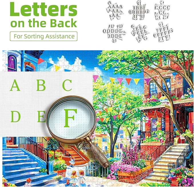 Jigsaw Puzzles for Adults 1000 Pieces City Street, Colorful Houses Streets Spring Puzzle for Adults, Gift for Adults Jigsaw Puzzles Lovers, 27.5 x 19.7 Inches