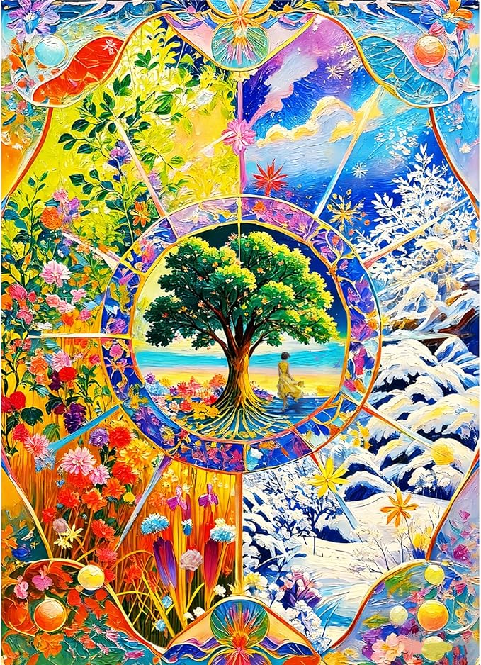 HUADADA Puzzles for Adults 1000 Pieces,Four Seasons Change Jigsaw Puzzles, 1000 Piece Puzzle for Adults ‌Family Interactive Game Gift