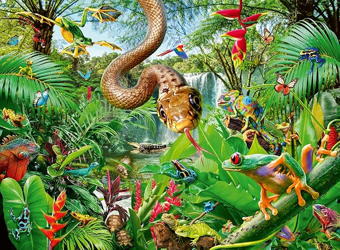 Ravensburger Reptile Resort Puzzle - 300 XXL Piece Jigsaw for Kids | Unique & Durable Pieces | Stimulates Curiosity & Problem-Solving Skills for Ages 9+ | 20x14 inches When Complete